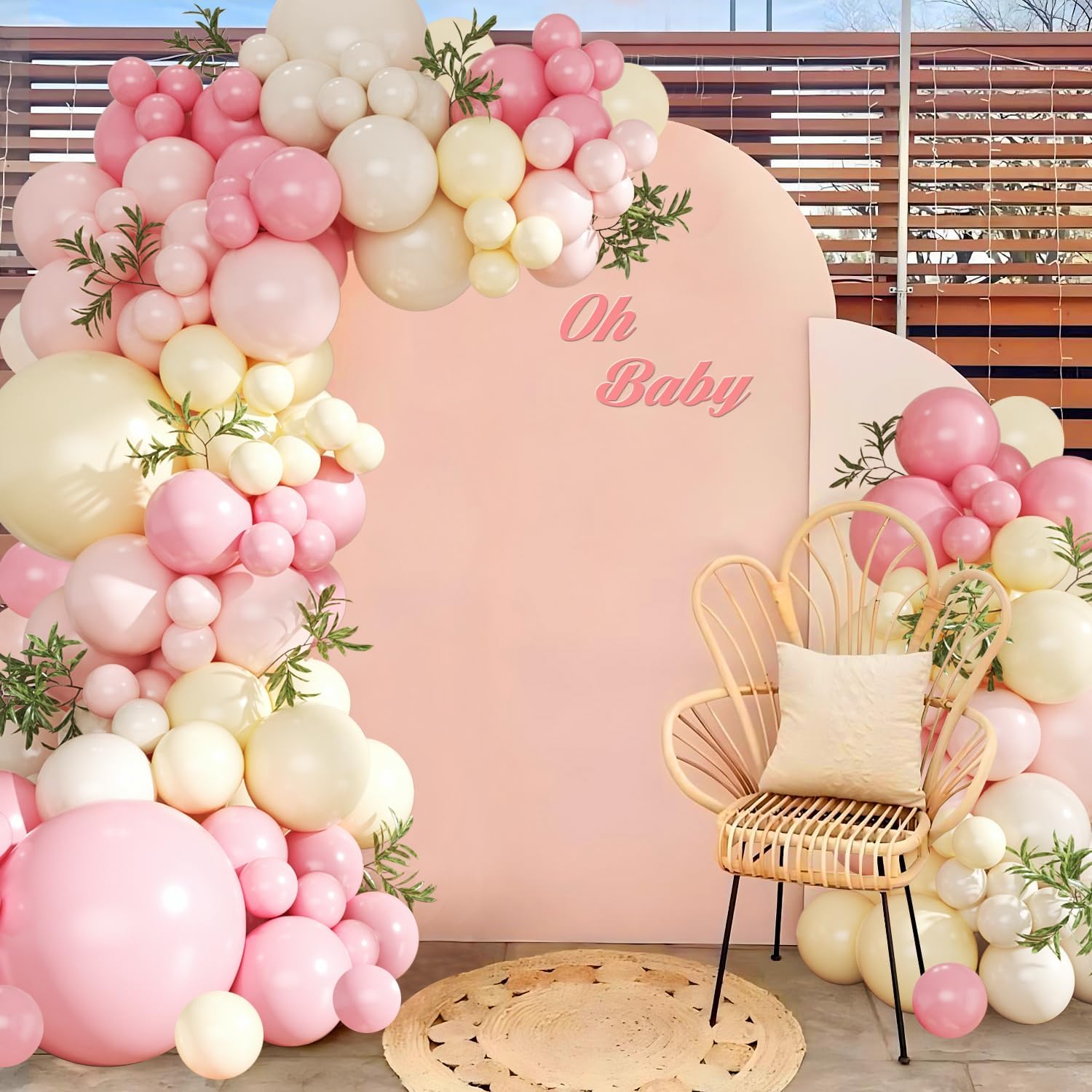 Pink and Yellow Balloon Arch Kit Pastel Pink Light Pink Yellow Sand White Balloons for Birthday Baby Shower Bridal