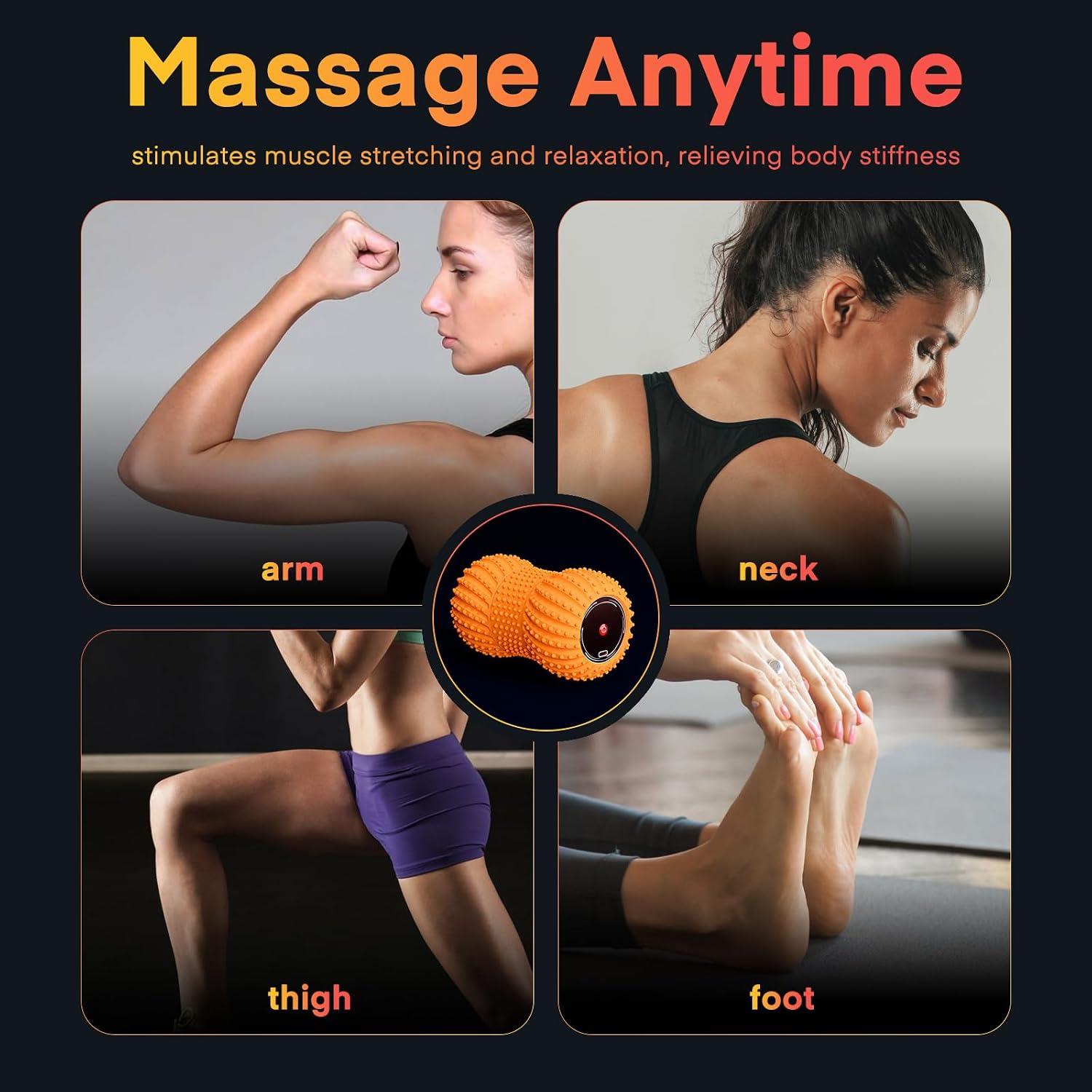 2 in 1 Vibrating Peanut Massage Ball with 6 Massaging Modes and Bluetooth Speaker, Rechargeable Vibrating Massage