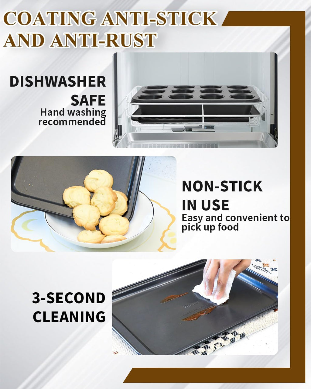 Nonstick Baking Pans Set, 19 PCS Stackable Bakeware Sets, Oven Pan Set Includes Baking Tray, Cookie Sheet, Cake Pans