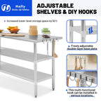 Hally 24"x60" Stainless Steel Prep Table NSF Commercial Kitchen Work Table