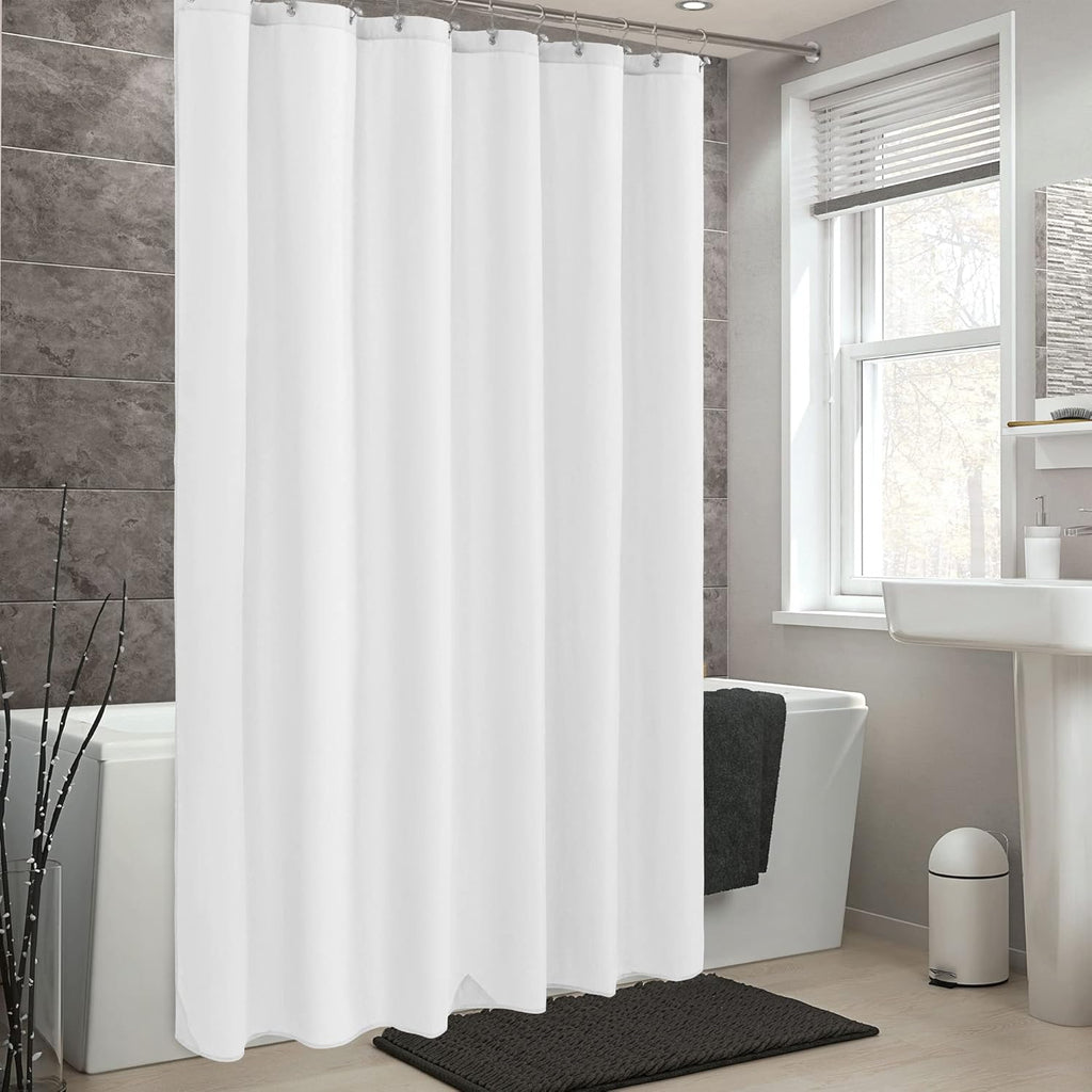 72x78 Long Waterproof Fabric Shower Curtain or Liner White | 2 Magnets, Soft Cloth & Hotel Quality, Machine Washable
