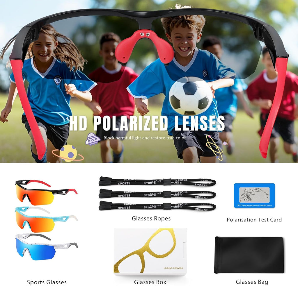 Kids Sunglasses Polarized Baseball Glasses for Boys Girls 3-12 | Gifts for Softball Cycling Running,lightweight UV
