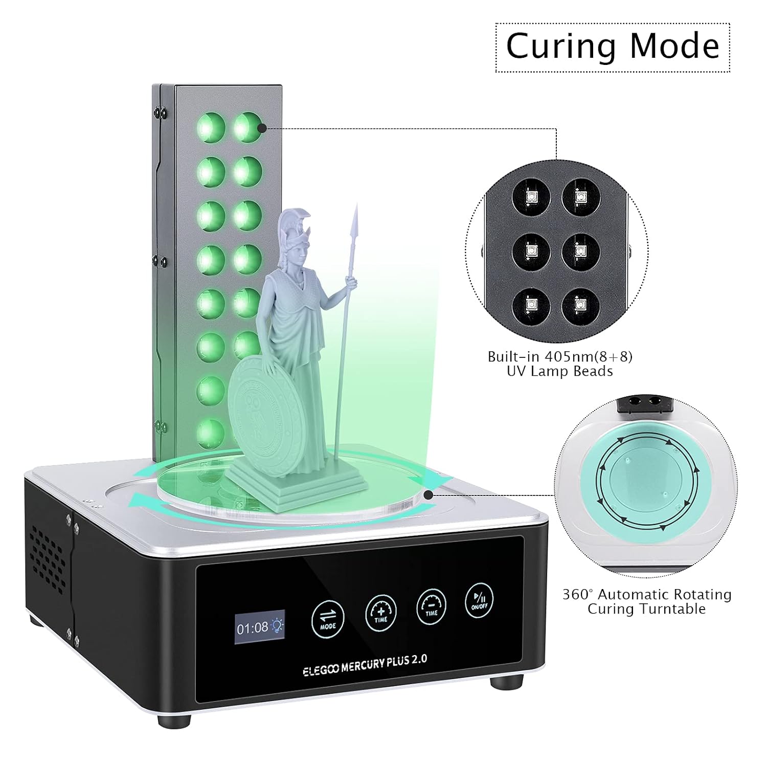 Mercury Plus 2.0 Wash and Cure Station Washing and Curing Machine Resin Curing Station for LCD/DLP/SLA 3D Printed