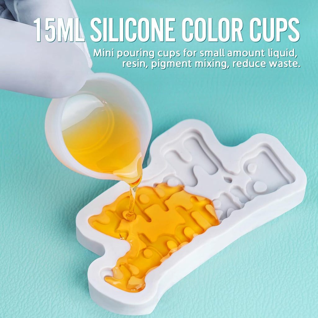 Silicone Resin Mixing Measuring Cups for Resin Supplies, Easy-to-Read Marks, 600ml/20oz Bowl, 250&100ml Thickened