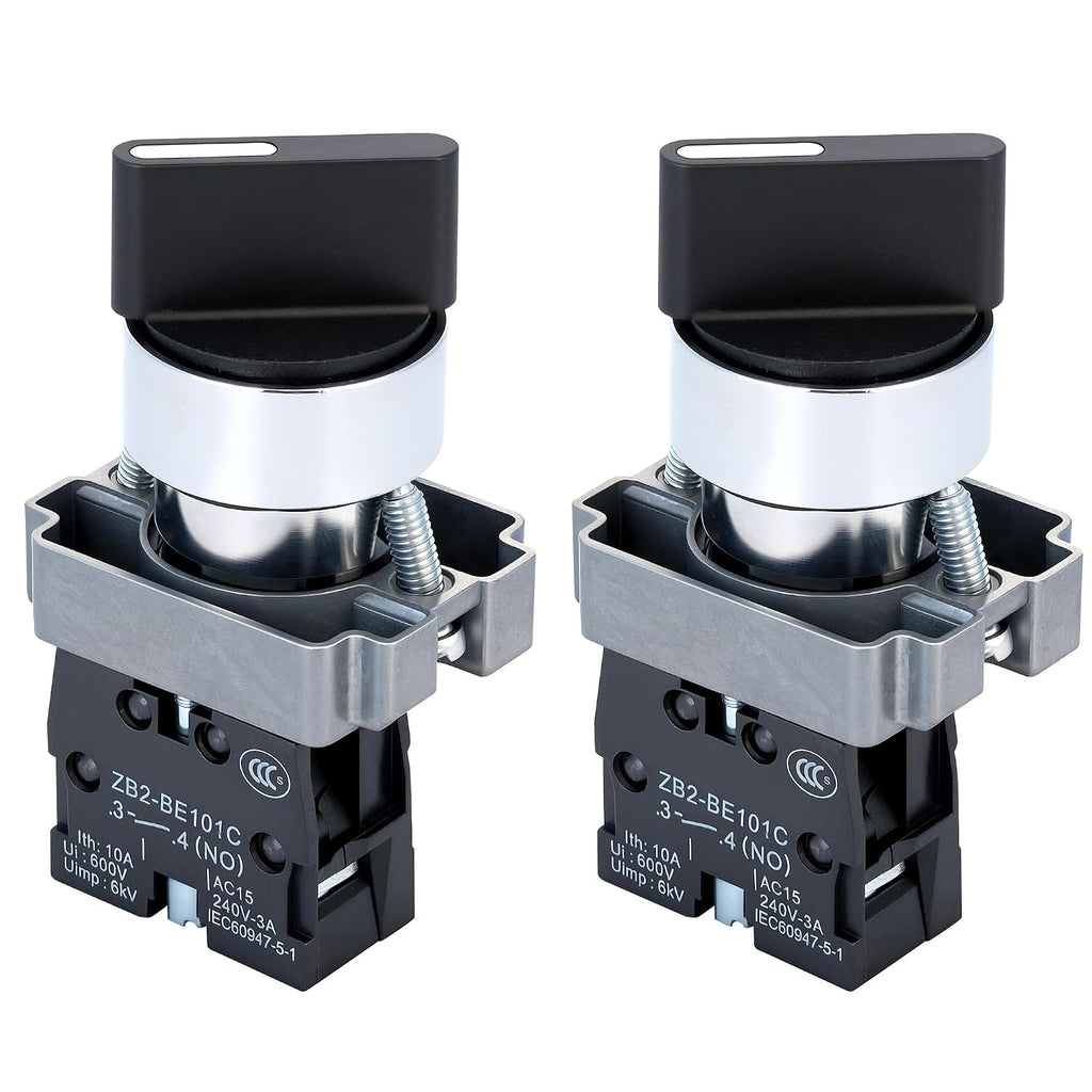 2 Pack 22mm 2 Position Maintained Selector Switch, 1NO 660V 10A