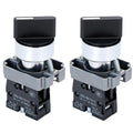 2 Pack 22mm 2 Position Maintained Selector Switch, 1NO 660V 10A