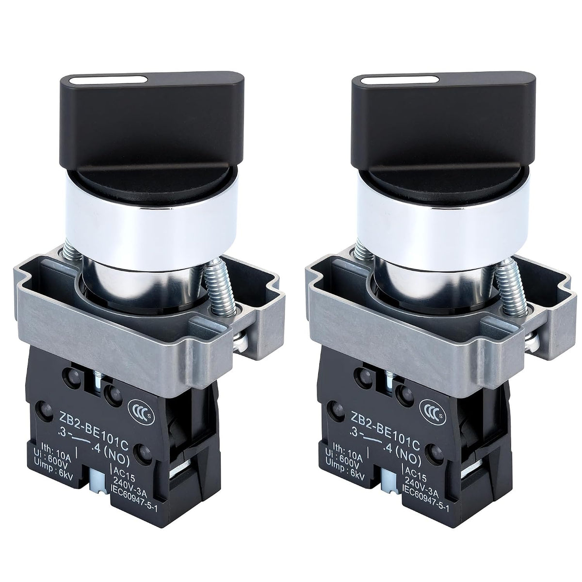 2 Pack 22mm 2 Position Maintained Selector Switch, 1NO 660V 10A