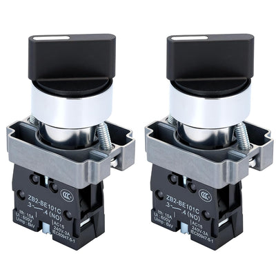 2 Pack 22mm 2 Position Maintained Selector Switch, 1NO 660V 10A