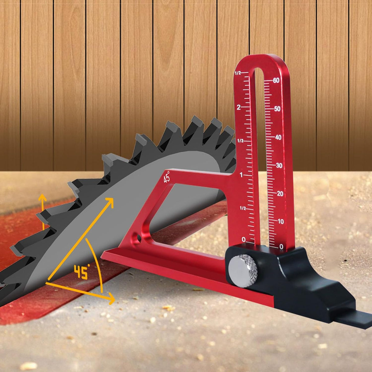 Woodworking Height Gauge, 0 to 60mm 45° Tablesaw Depth Measuring Ruler, Woodworking Setting Gauge Depth Gauge for Router Table Drill, Table Saw