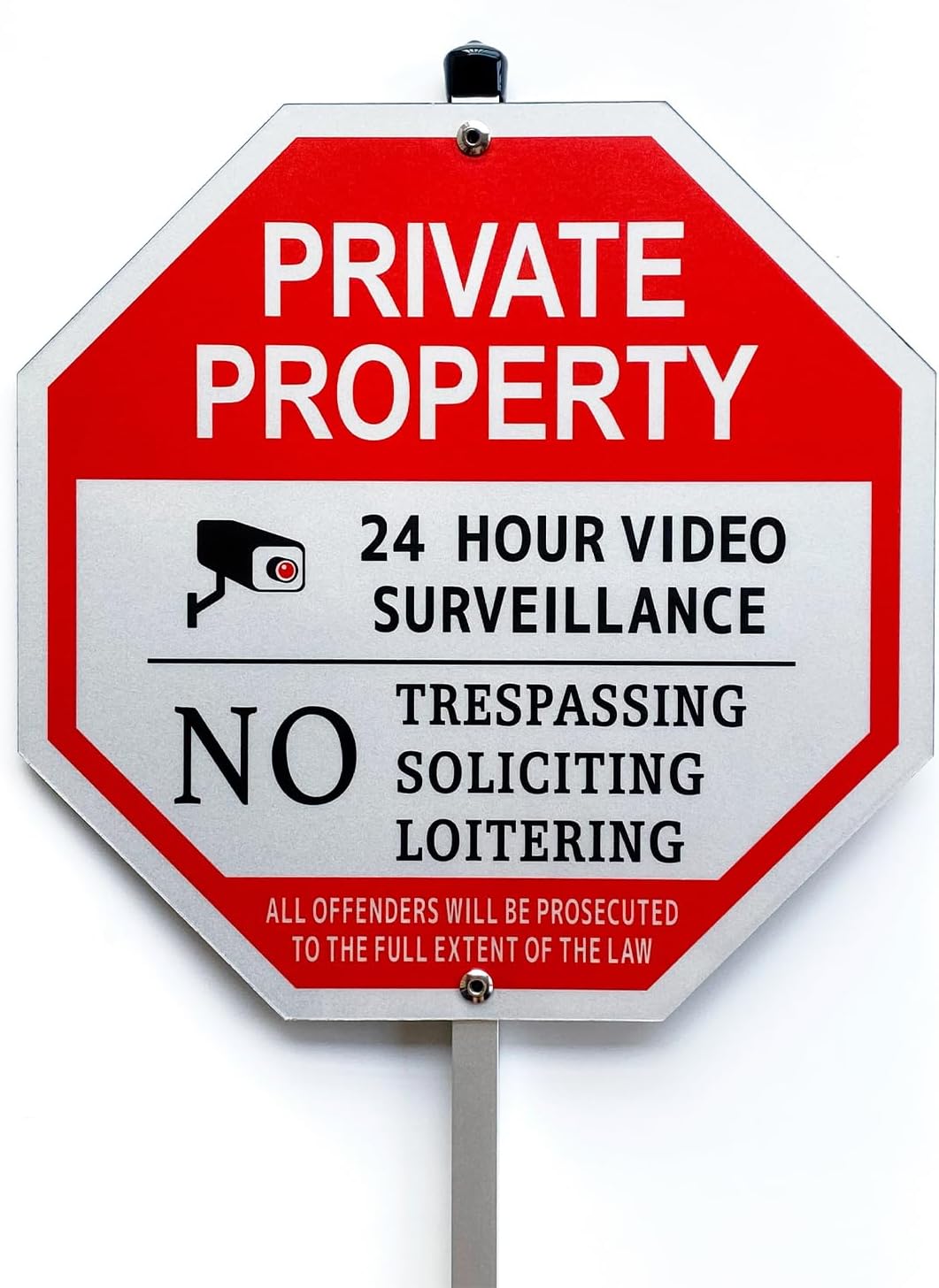 “Private Property - No Trespassing, No Soliciting,No Loitering” Octagon Yard Sign, No Soliciting Sign for House with