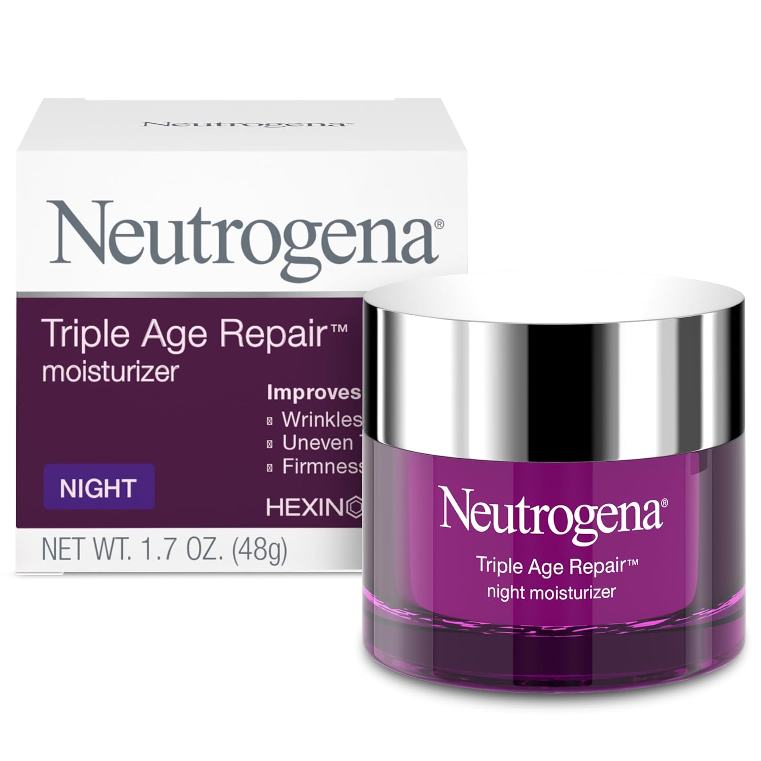 Triple Age Repair Night Face Moisturizer, 1.7 oz | Hexinol Technology & Vitamin C, Anti-Wrinkle Face Cream, Visibly