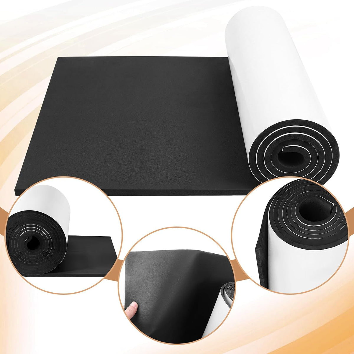 Neoprene Foam Padding Sheets with Adhesive Closed Cell Neoprene Foam Sheet Roll Foam Pad Insulation (Black