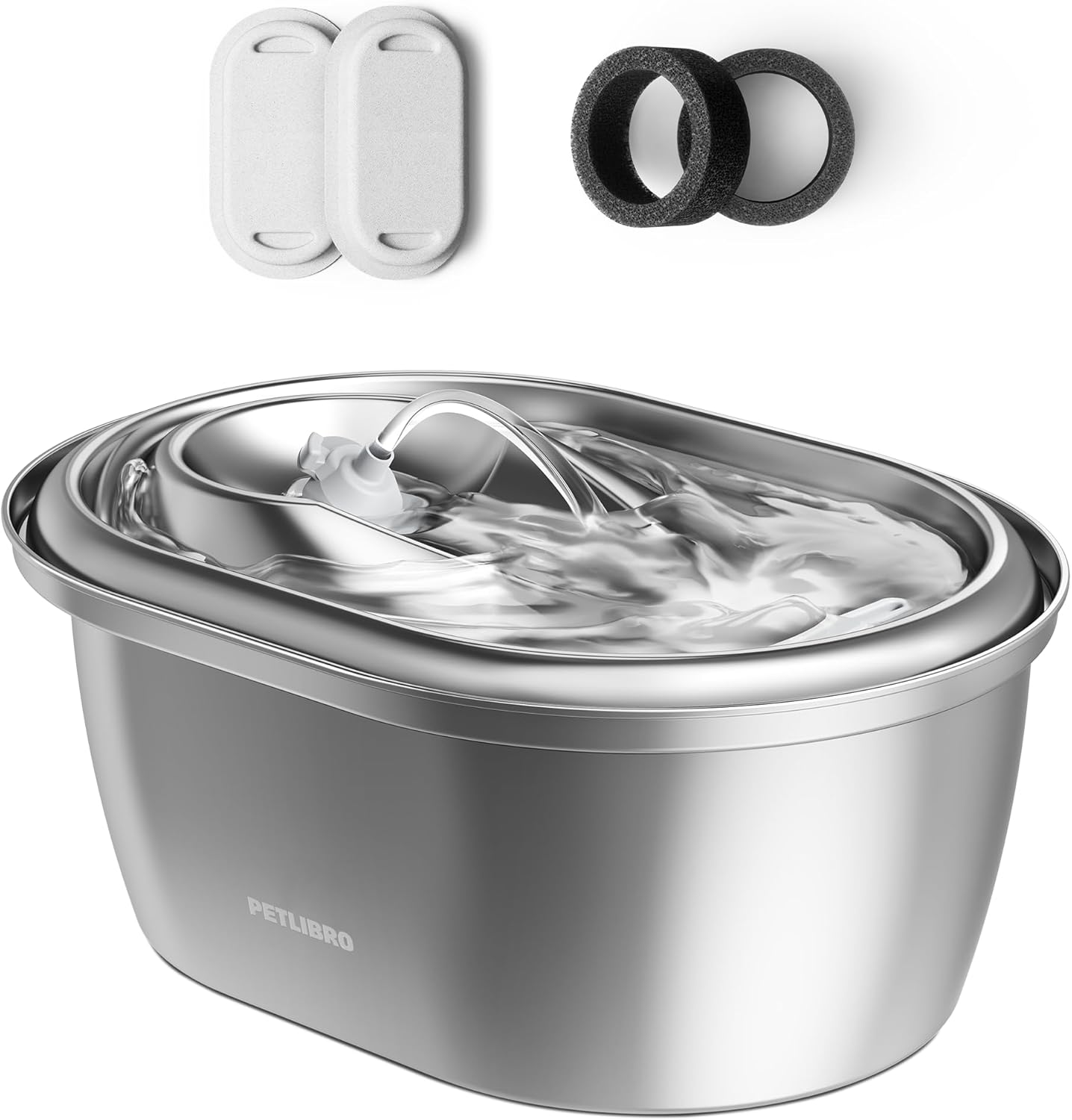Stainless Steel Cat Water Fountain, 101oz/3L Automatic Water Dispenser for Cats Indoor, Quiet Pet Water Dispenser