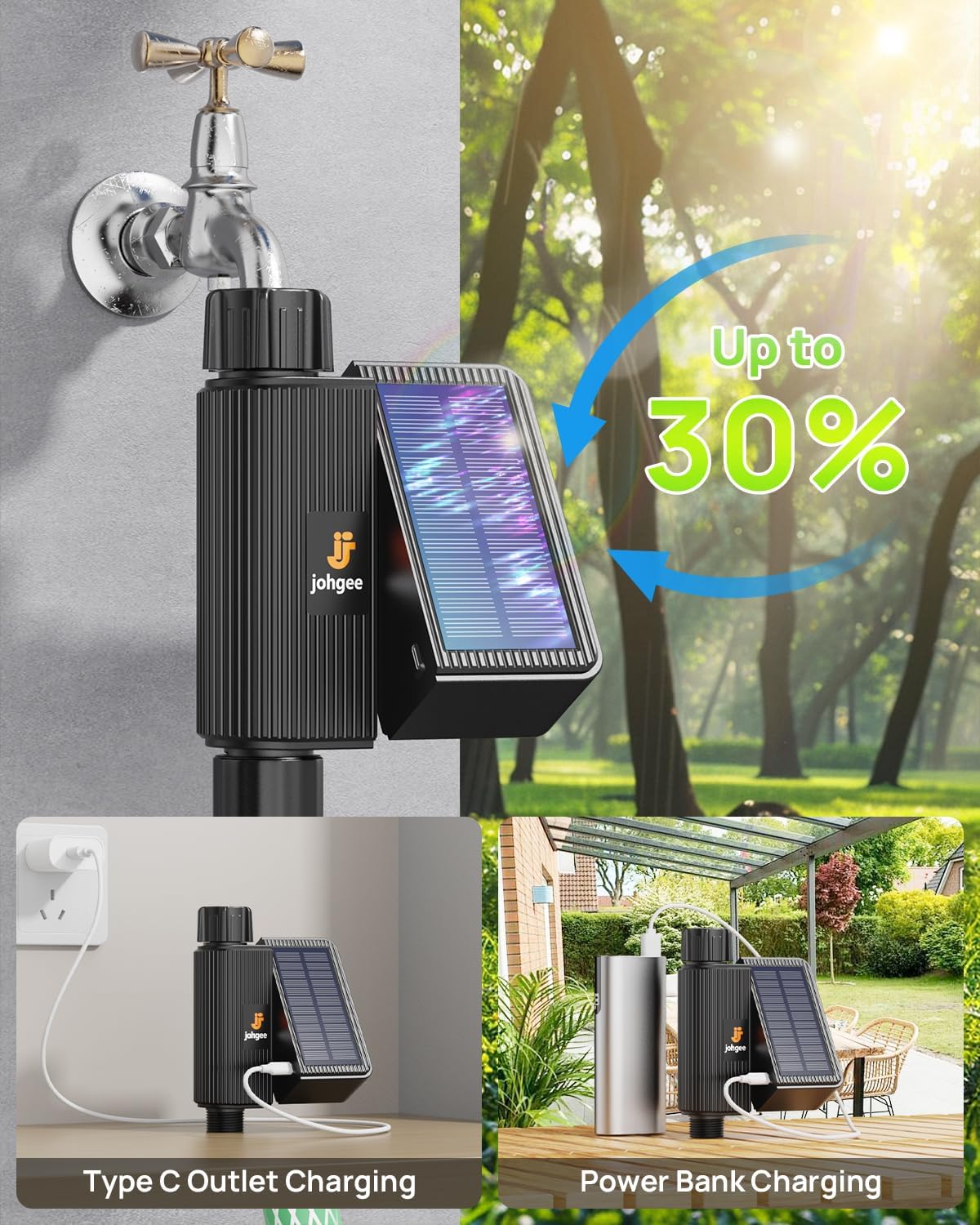 Solar Smart WiFi Sprinkler Timer, WiFi Water Timer for Garden Hose with Rain Delay/Manual/Automatic, Alexa & Smart