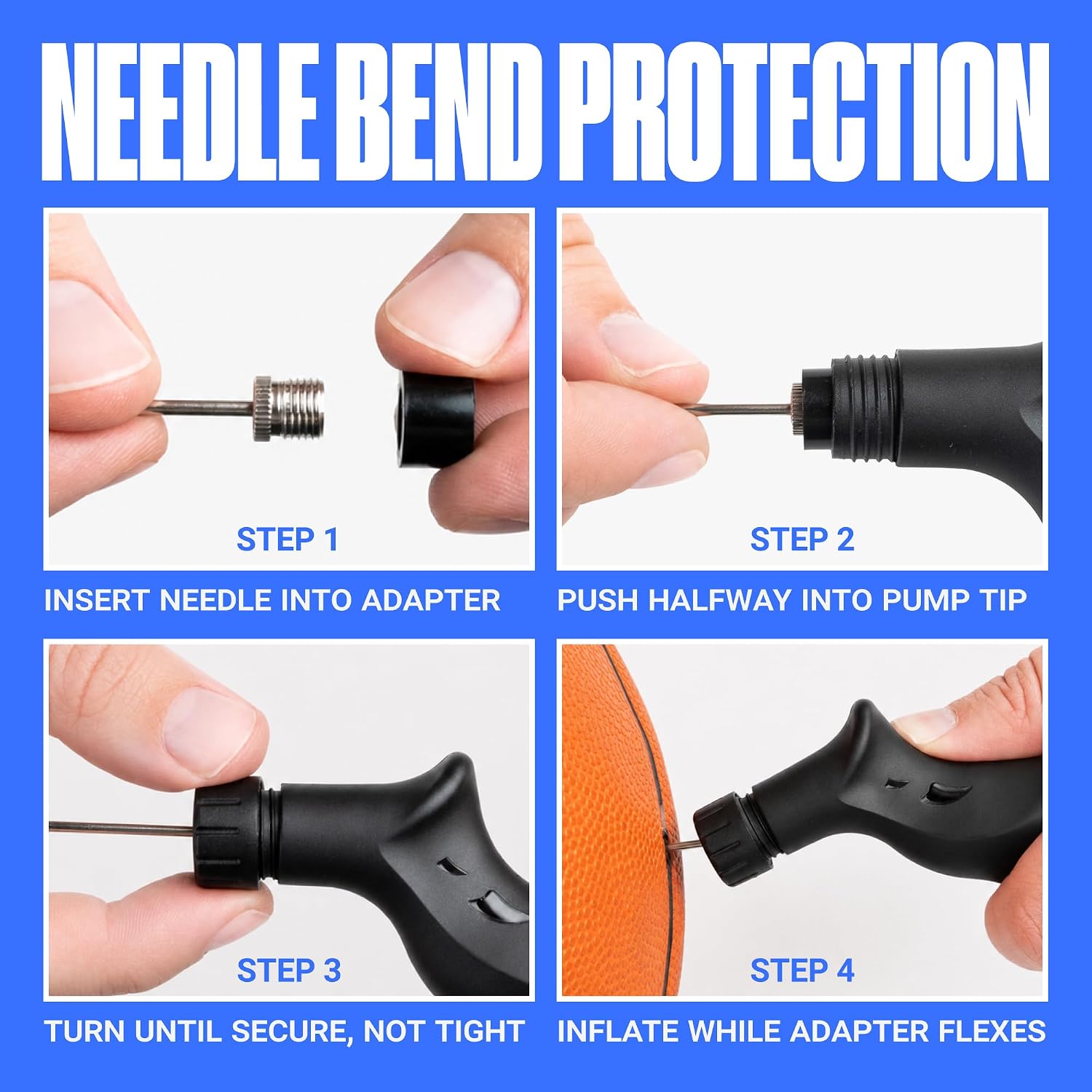 Ball Pump for Sports Balls - Push & Pull Inflating System - Hand Pump for Exercise Balls - Volleyball Pump
