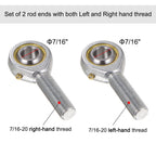 uxcell POSB7 7/16 Inch Male Rod End Bearing Set - 2pcs of 7/16-20 Left and Right Hand Thread Rod Ends with Jam Nut