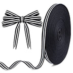 Black and White Striped Ribbon - 3/8 Inch x 55 Yards