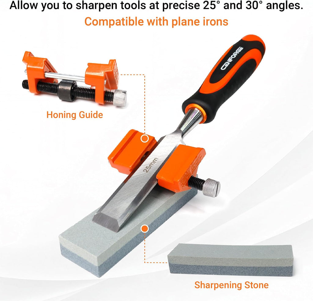10-Piece Wood Chisel Set for Woodworking - Professional Cr-V Steel Bevel Edge Chisels (1/4" to 1-1/2") with Honing