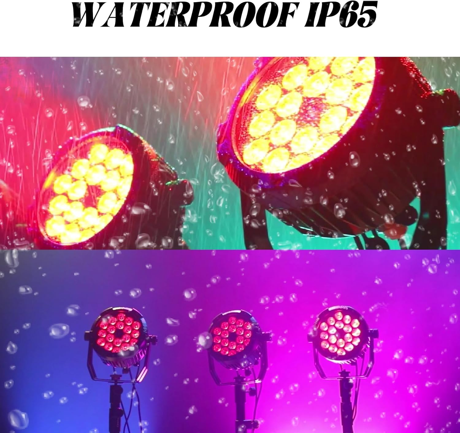 Outdoor Waterproof Par Lights, IP65 Stage Light, LED Uplights with DMX512 Sound Activated, DJ Lighting for Christmas