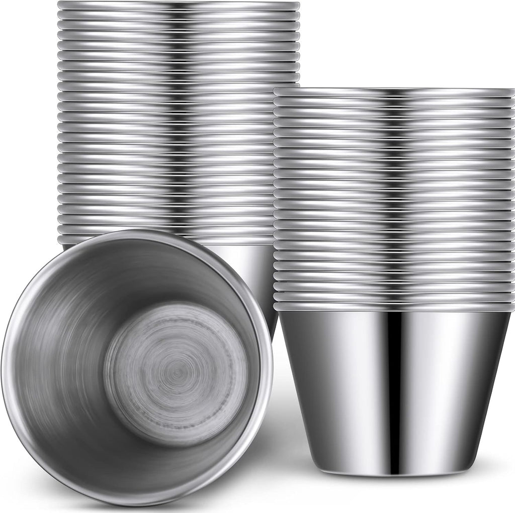 48 Pack 2.5 oz Metal Ramekins Sauce Cups Bulk
