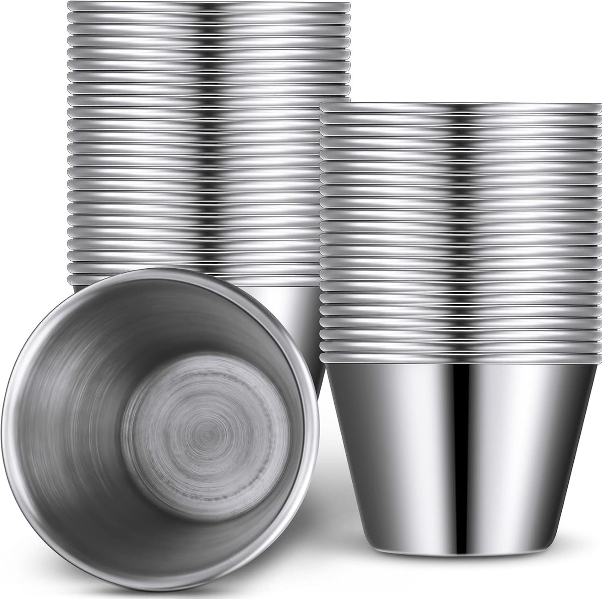 48 Pack 2.5 oz Metal Ramekins Sauce Cups Bulk