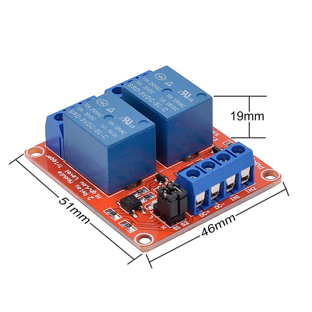 [2-Pack] DC 5V Relay Module 2-Channel Relay Switch with Optocoupler Isolation High/Low Level Trigger