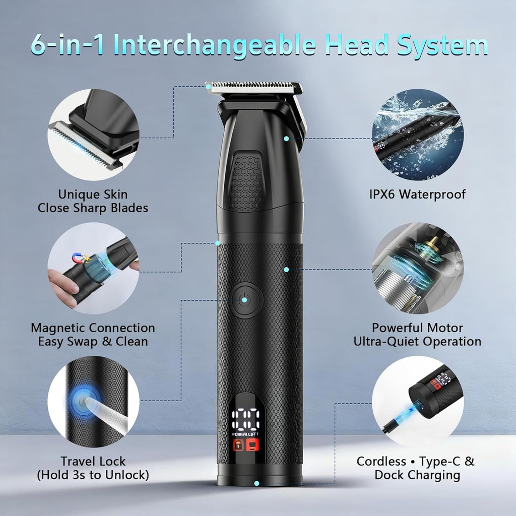Manscape Men Body Beard Trimmer Waterproof Groin Ball Hair Groom Kit | 6-in-1 multi-set, no-nick shave trim, nose