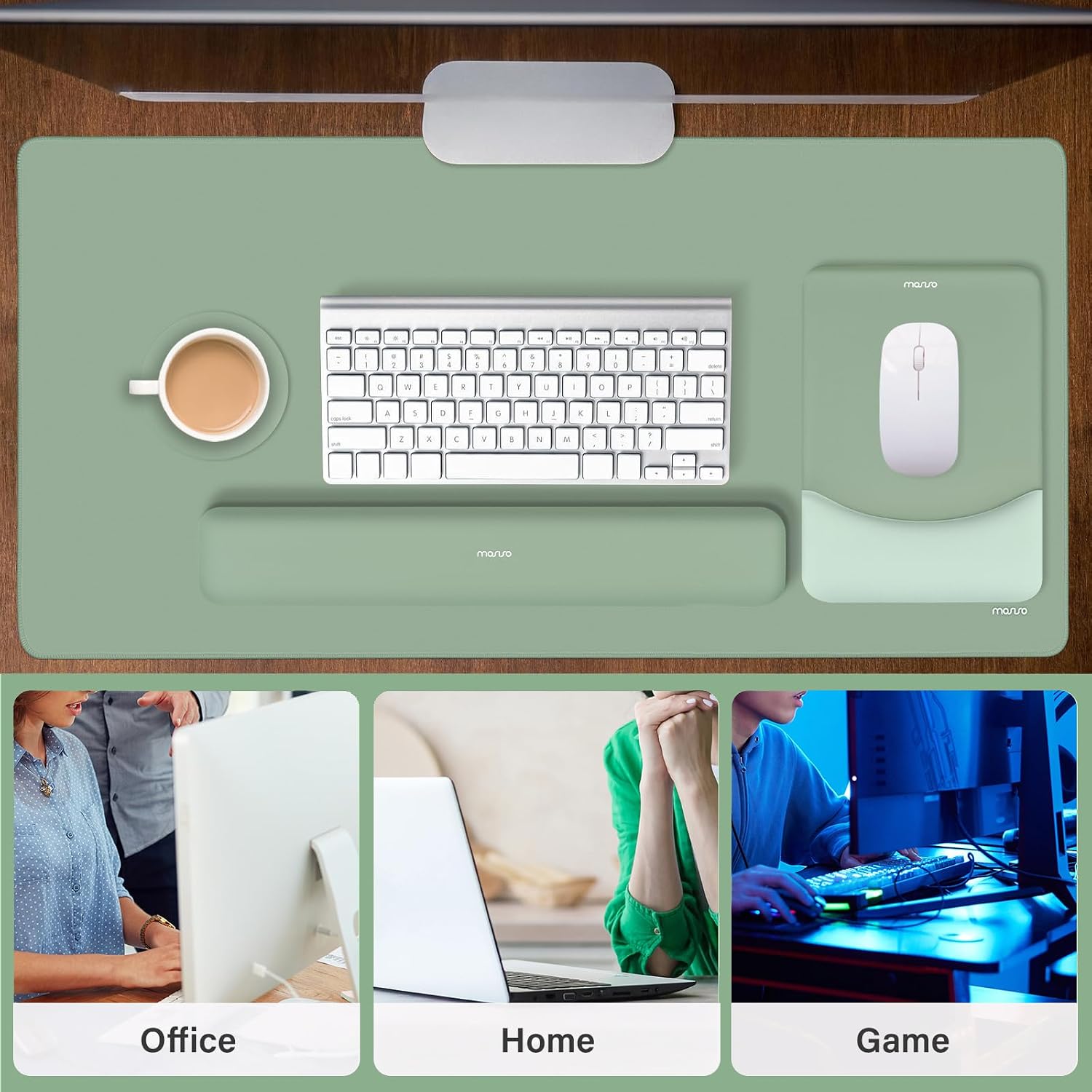 Keyboard Mouse Pad Set, Large Gaming Mouse Pad&Keyboard Wrist Rest | Rectangular Mousepad with Wrist Rest&Coaster