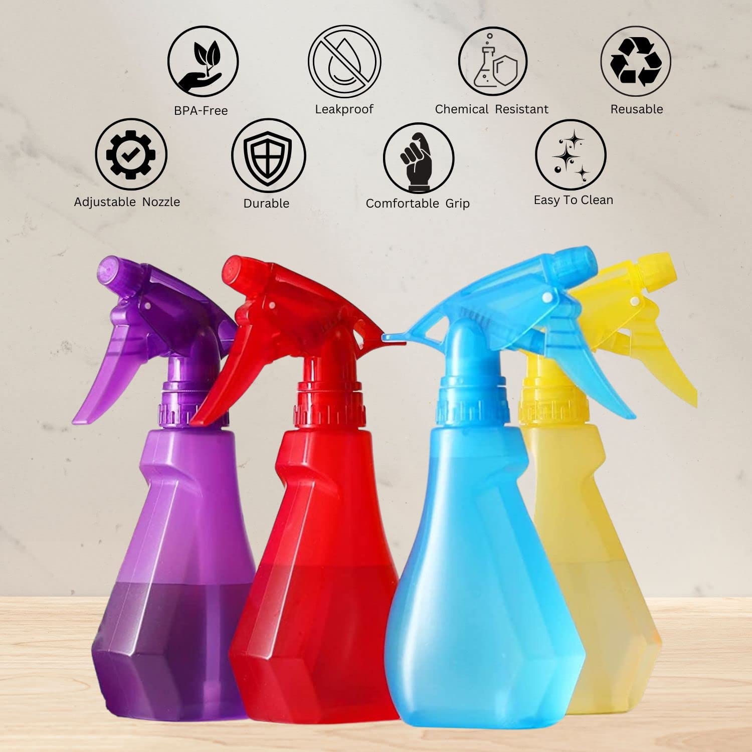 8oz 4-Pack Empty Spray Bottles for Cleaning Heavy Duty, Small Spray Bottle for Hair, Plant Mister, Squirt Bottle for