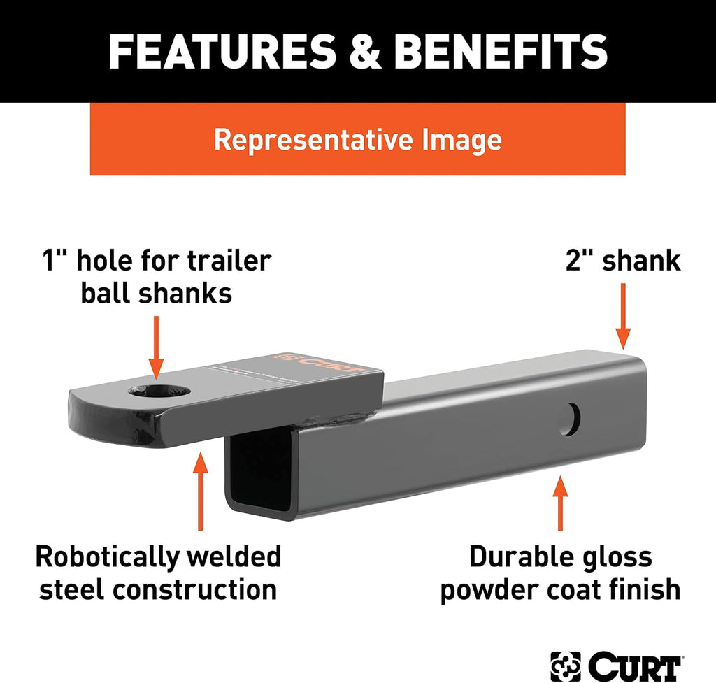 45010 Class 3 Trailer Hitch Ball Mount, Fits 2-Inch Receiver, 7,500 lbs, 1-Inch Hole, 2-In Drop, 3/4-Inch Rise
