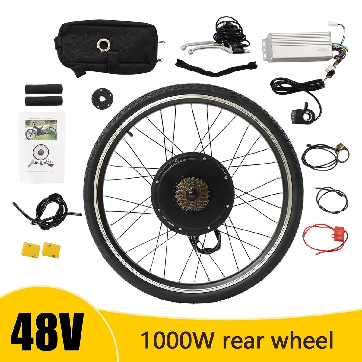 26 Inch 48V 1000W Rear Wheel Electric Bicycle Conversion Kit, Electric Bike Rear Wheel Hub Motor, Rears Wheel