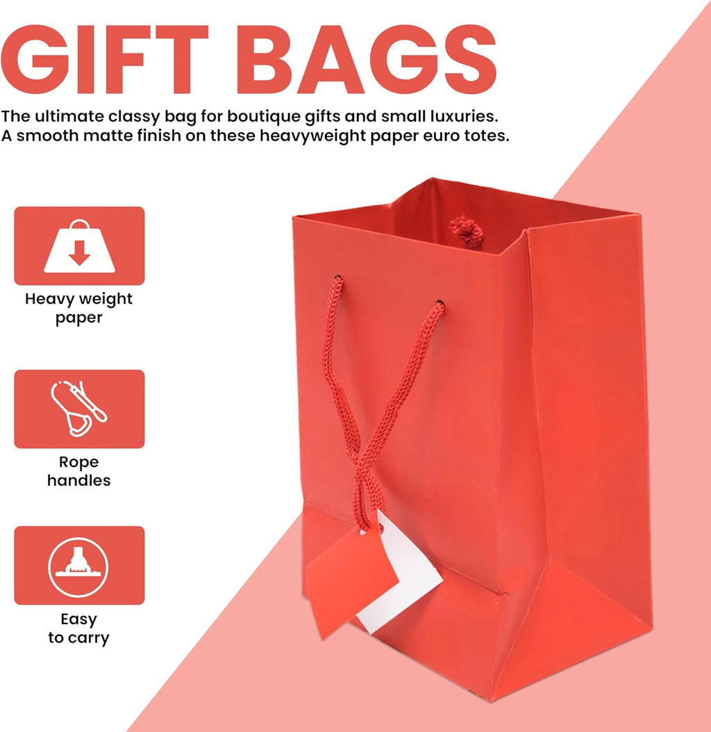 Novel Box Red Gift Bags with Handles 10 Pack 8x4x10 Inches
