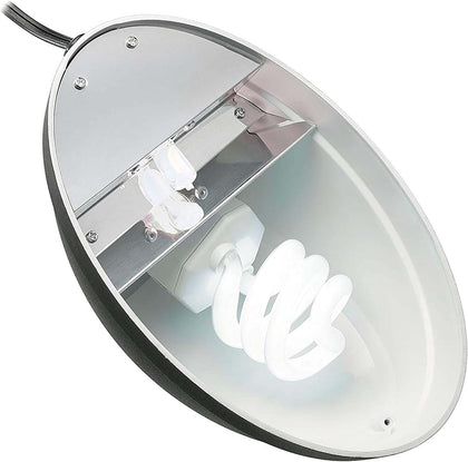 Heat & UVB Basking Fixture Small | Dual reptile light fixture for desert or tropical habitats; uses coil and mini