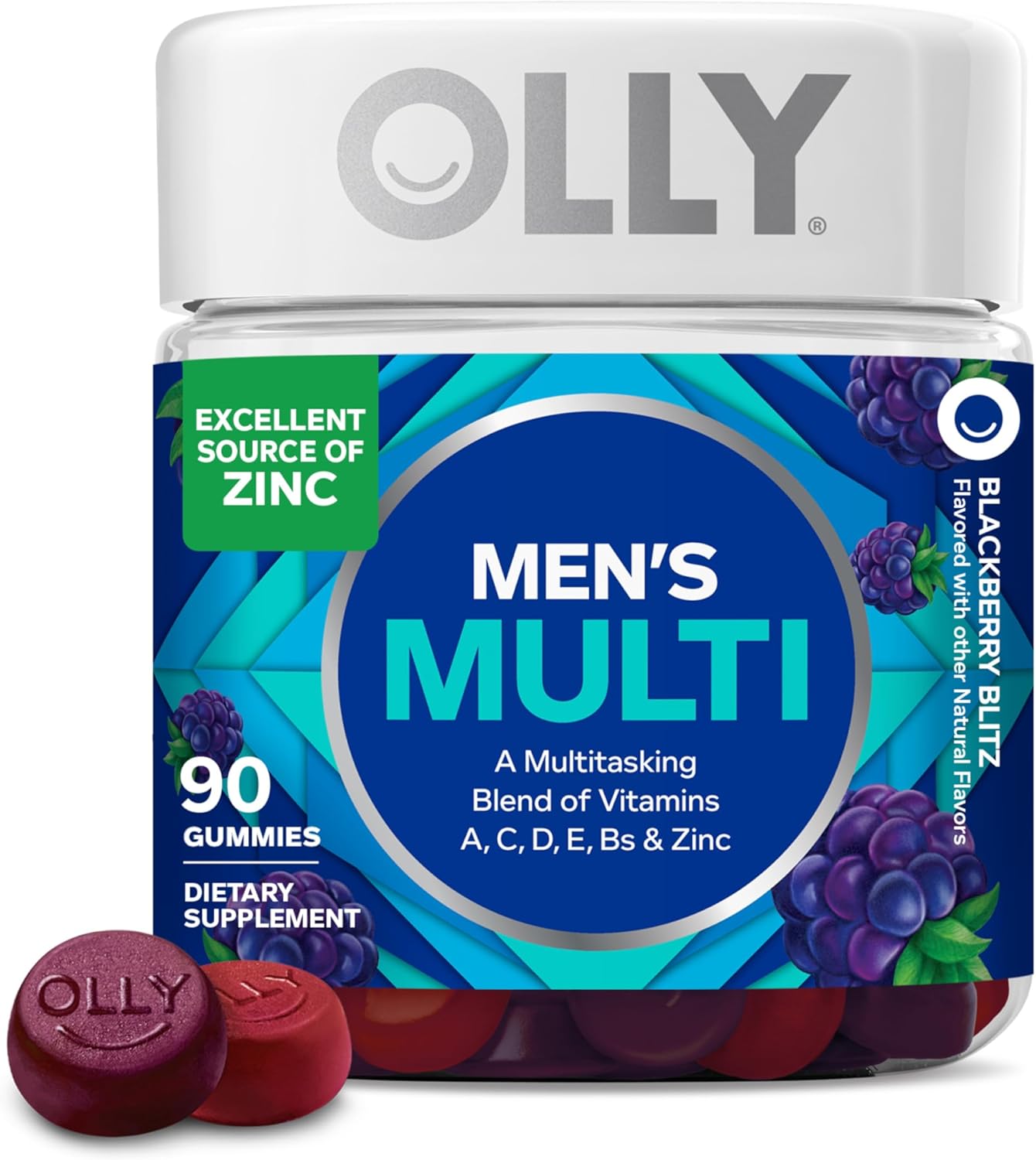 Men's Multivitamin Gummy, Vitamins A, C, D, E, B, Zinc, Blackberry Flavor, 45 Day Supply - 90 Count