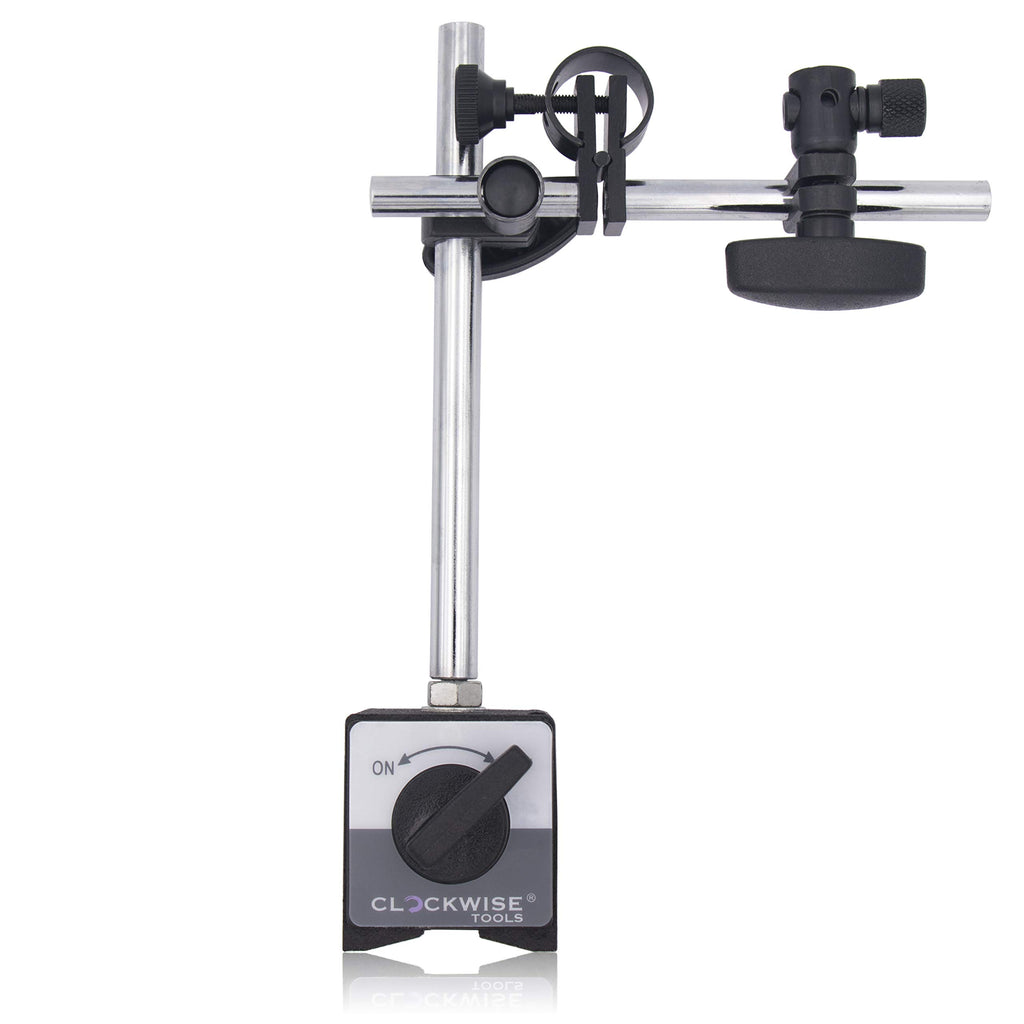 Clockwise Tools MGBR-02 Magnetic Base Stand for Digital Dial Indicator Gauge 176lbs Max Pull