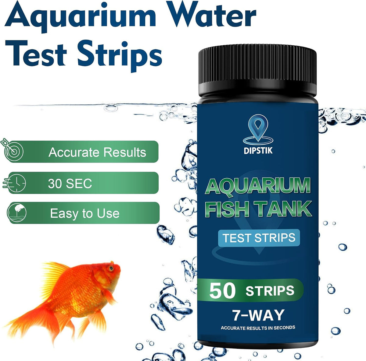 7-Way Aquarium Test Strips for Freshwater Saltwater (50 Strips)