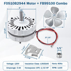 F0510B2944 Attic Ventilation Fan Motor & FB99100 12" Attic Fan Blade Propeller Replacement for Lomanco 2000/1800 Series F0510B2497 A0416B2059 3.4 Amp 1100 RPM 115V 5-Blade 32 Degree for 1/2" Shaft