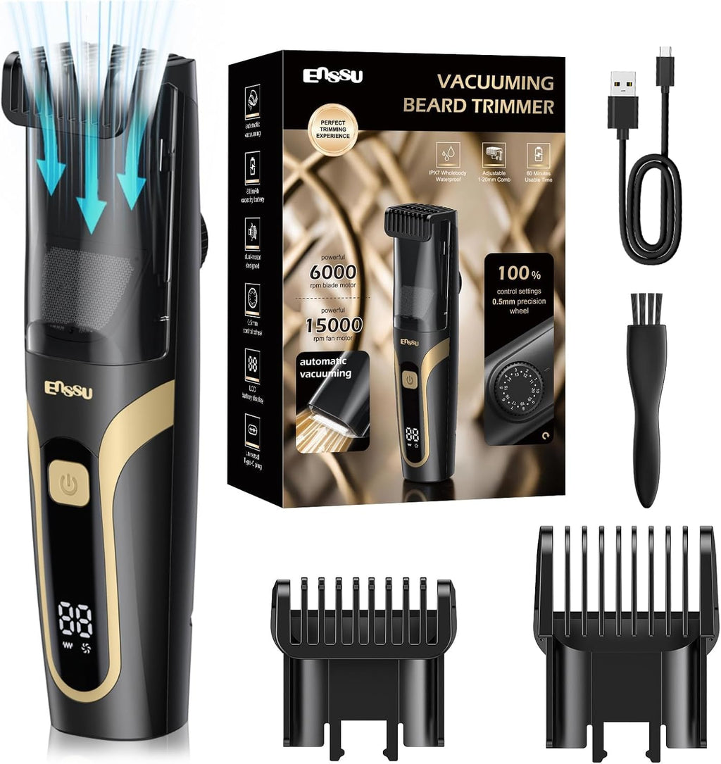Beard Trimmer for Men Vacuum, Electric Mustache Trimmer for Less Mess