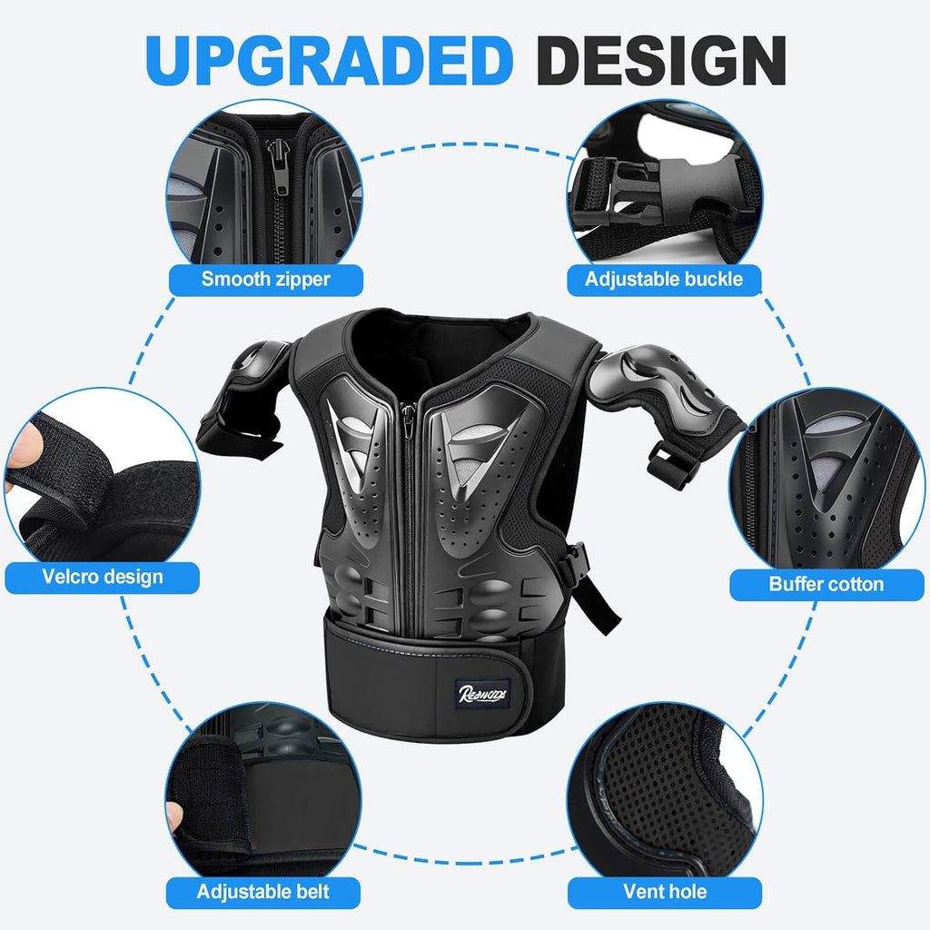 Kids Teenager Motorcycle Armor Vest Suit, Chest Protector Dirt Bike Gear, Motocross Jakckets with Knee Elbow Pads