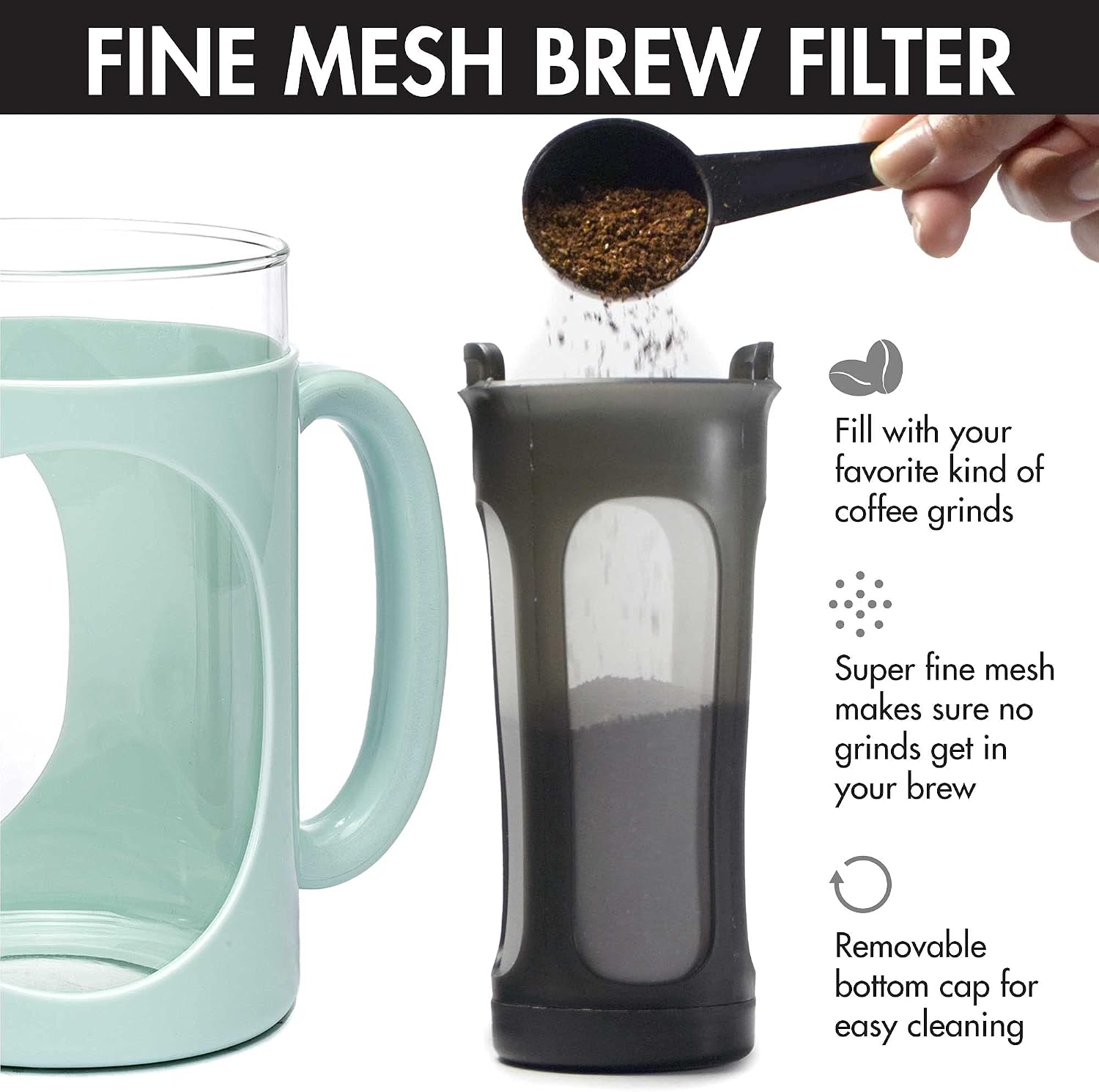 Burke Deluxe Cold Brew Iced Coffee Maker, Comfort Grip Handle, Durable Glass Carafe, Removable Mesh Filter, Perfect 6