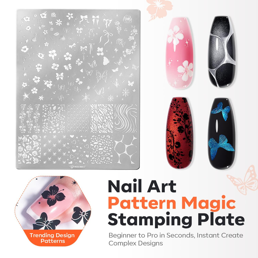 16 PCS Nail Stamping Kit, French Tip Stamper Multi-Design Plate