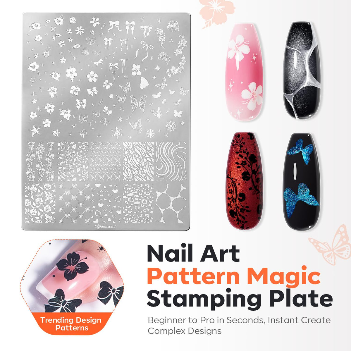 16 PCS Nail Stamping Kit, French Tip Stamper Multi-Design Plate