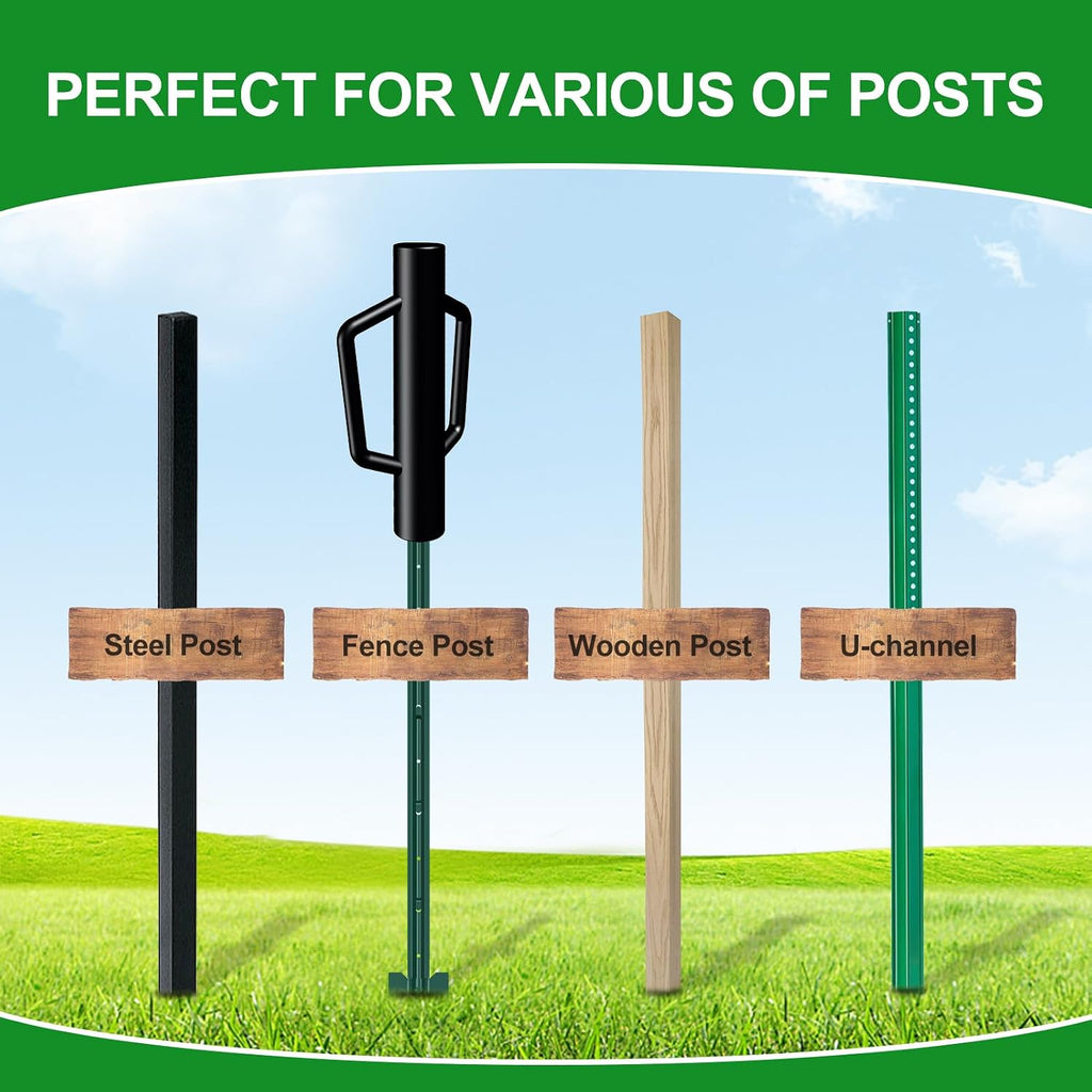 Fence Post Driver with Handle 12LB, T Post Pounder for Wire Fencing, Black