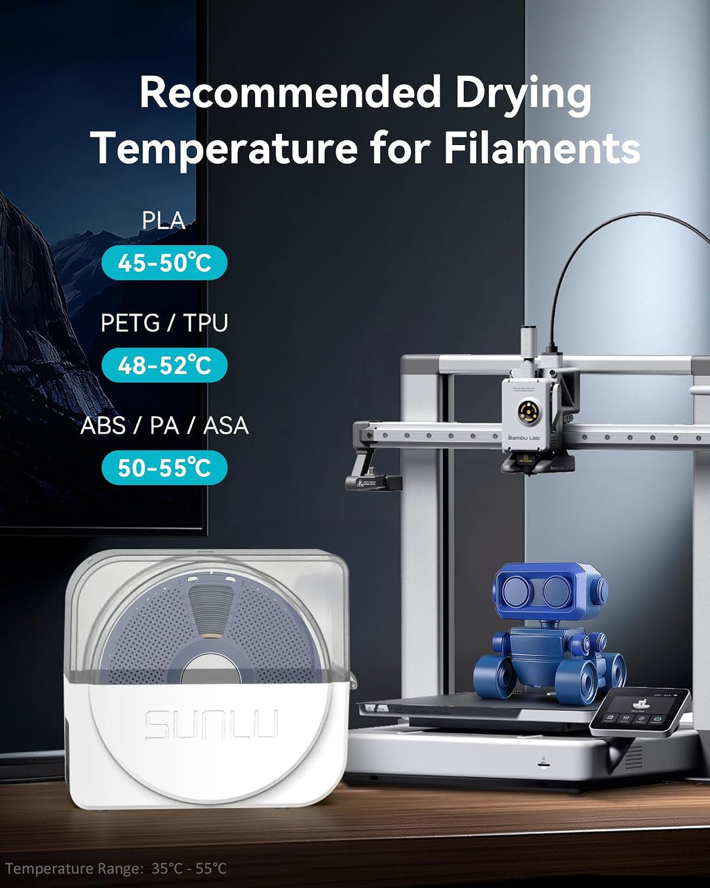 Official Filament Dryer S1 Plus, Built-in Circulation Fan, Filament Dryer Box Storage Box for 3D Printer Filament