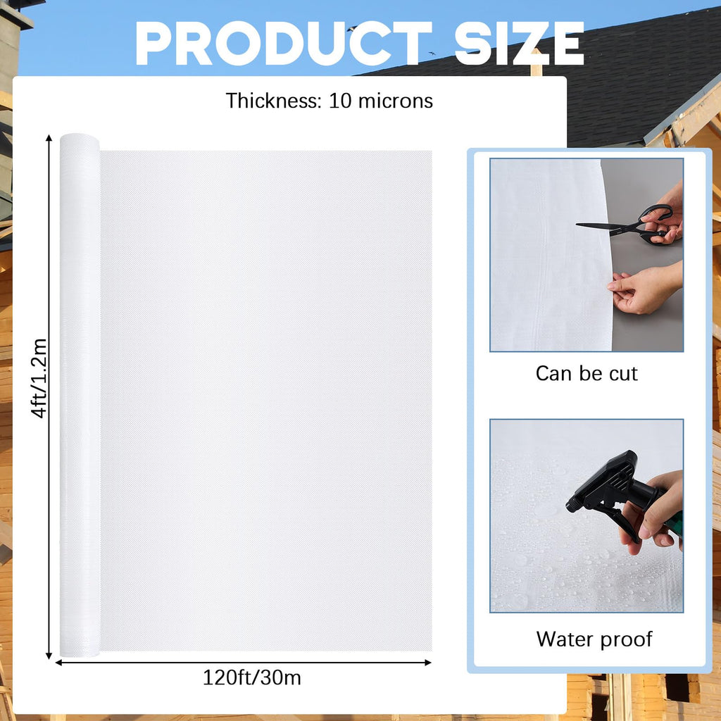 4 x 120 ft House Wrap, White