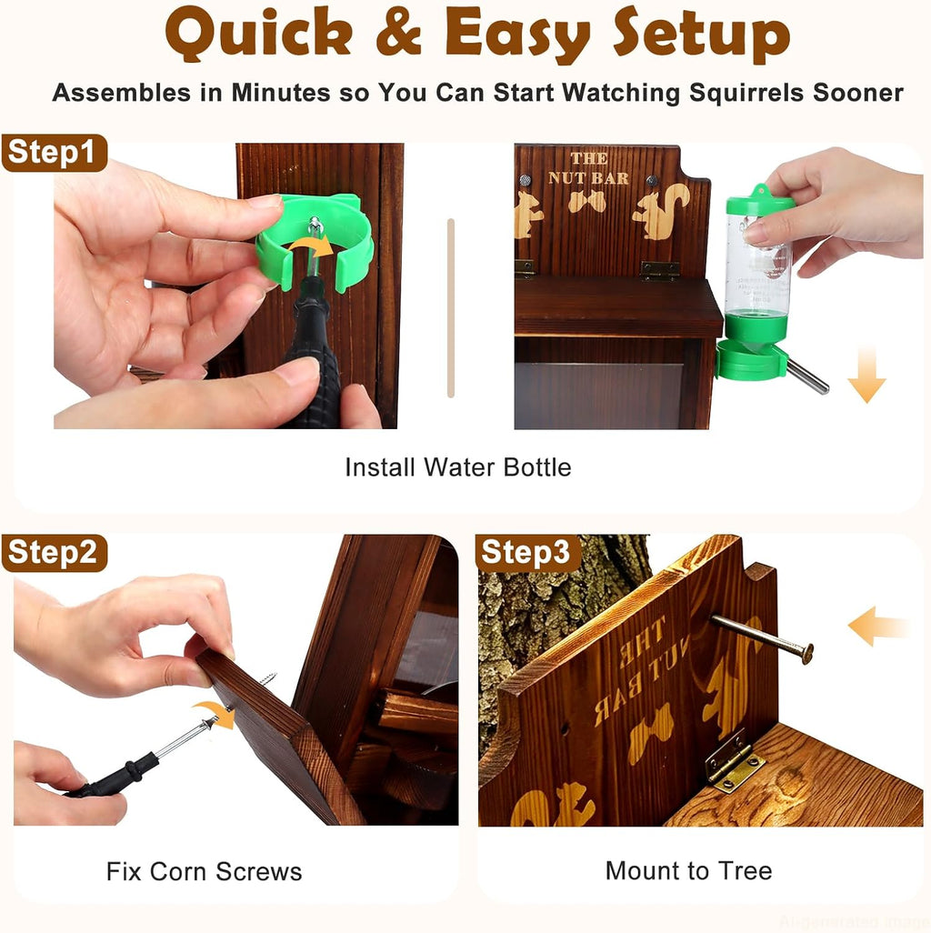 Durable Squirrel Feeder for Outside: Carbonized Pine & Protective Coating