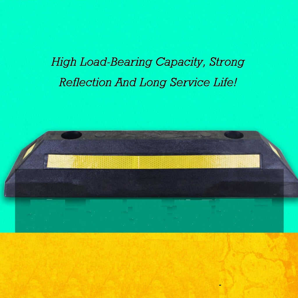 Heavy Duty Rubber Parking Curb,Garage Car Wheel Stopper with Yellow & Black Reflective Strips,Durable Speed