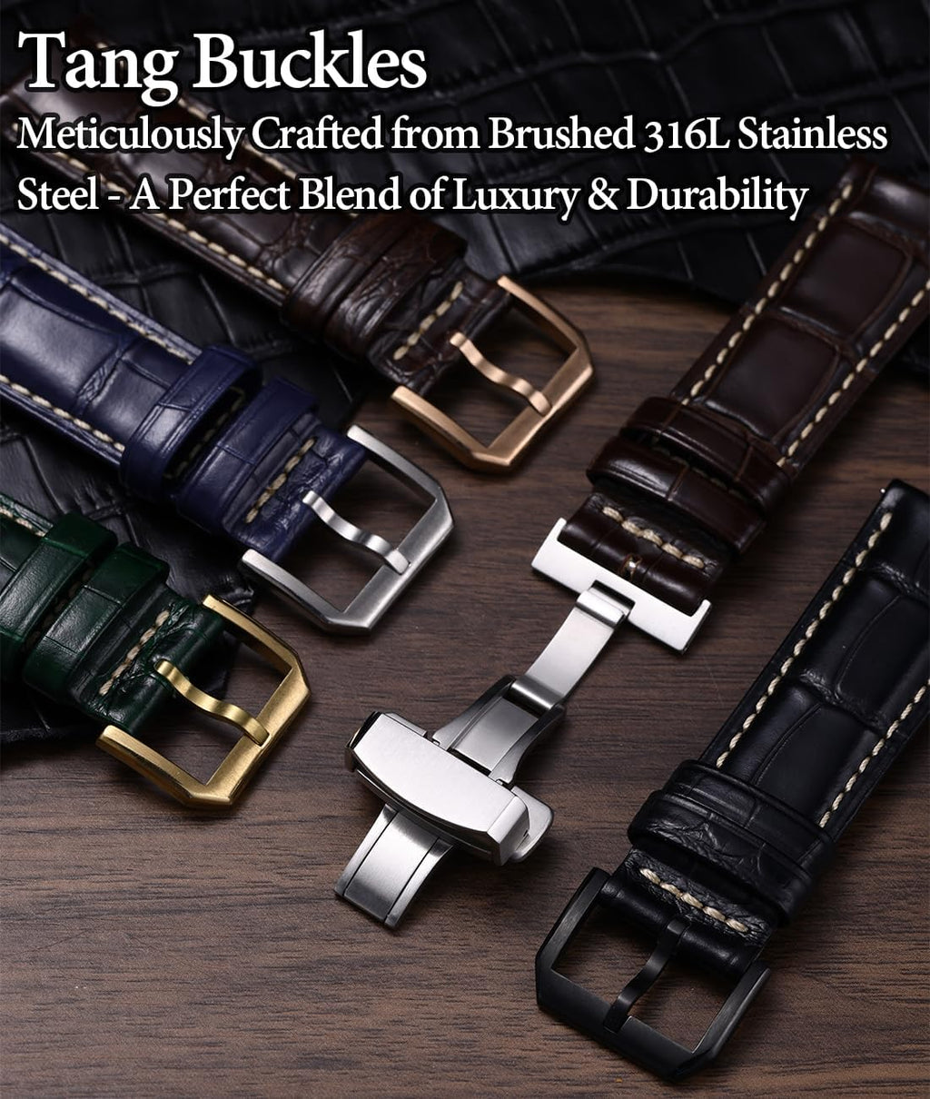 Leather Watch Band for Men, Quick-Release Alligator Grain Embossed | REZERO Watch Bands Replacement | Luxury Style |