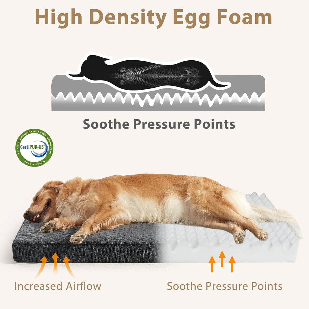 Orthopedic XL Dog Bed for Large Dogs, Waterproof Dog Bed for Crate with Washable Removable Cover, Extra Thick