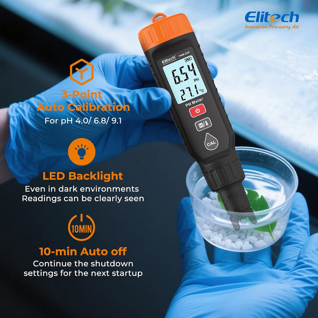 Elitech PHM-230 Professional Digital pH Pen Meter for Water and Solutions